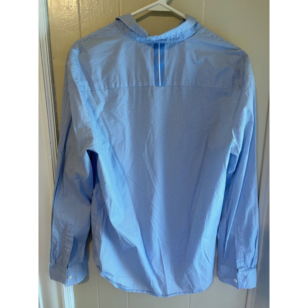 Calvin Klein Mens Slim Fit Geometric Micro Print Button Down Shirt Blue Large - Picture 6 of 7